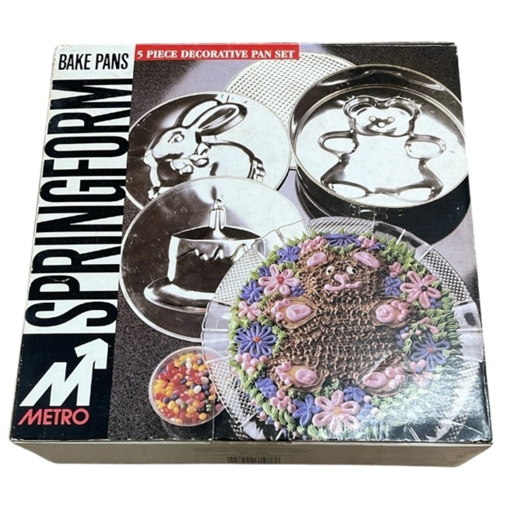 Vintage 1994 Metro Moulded Springform Bake Pans Teddy Bear Birthday Cake Bunny